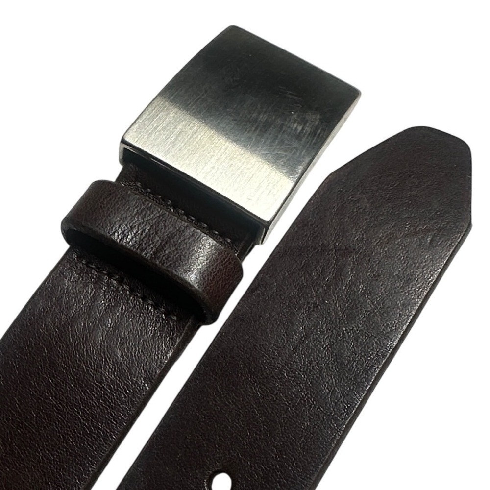 Paul Fredrick Bridle Leather Belt Mens Size 44 Brown Silver Plaque‎ Buckle - Picture 3 of 7